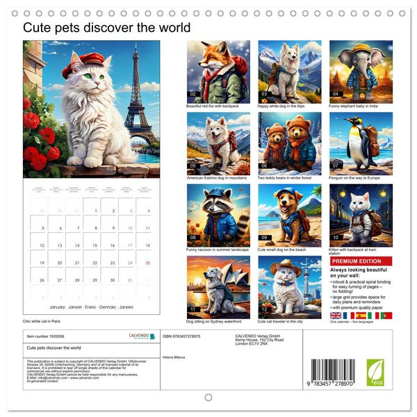 Produktbild: Cute pets discover the world (Wall Calendar 2026 12 &times; 12 Inch) CALVENDO 12 Month Wall Calendar