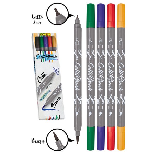 Produktbild: ONLINE Kalligraphie Stifte Calli Brush Double Tip Classic 5 St&uuml;ck