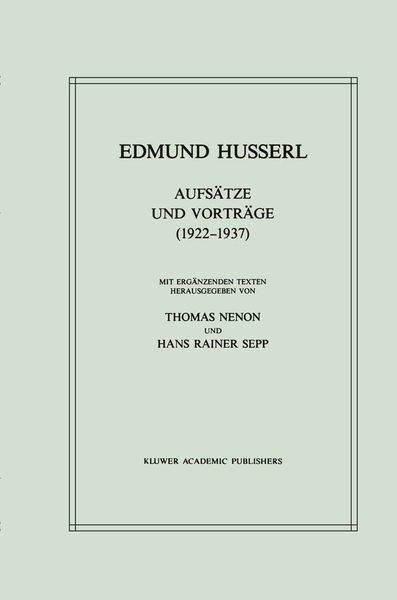 Produktbild: Aufs&auml;tze und Vortr&auml;ge (1922&ndash;1937)