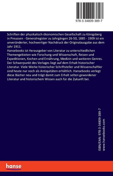 Produktbild: Schriften der physikalisch-&ouml;konomischen Gesellschaft zu K&ouml;nigsberg in Preussen
