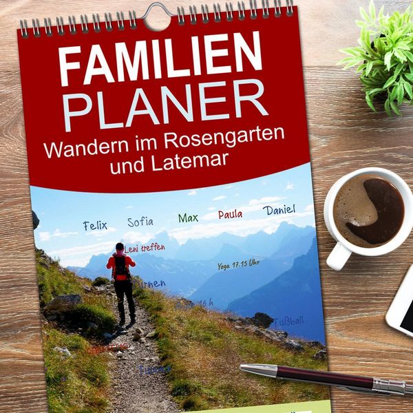Produktbild: Familienplaner 2026 - Wandern im Rosengarten und Latemar mit 5 Spalten (Wandkalender, 21 x 45 cm) CALVENDO
