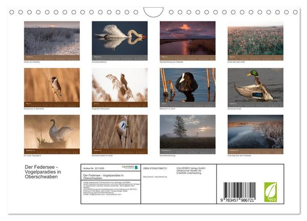 Produktbild: Der Federsee - Vogelparadies in Oberschwaben (Wandkalender 2026 DIN A4 quer), CALVENDO Monatskalender