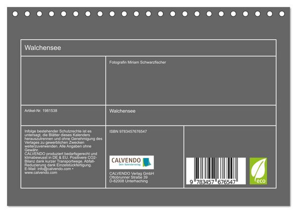 Produktbild: Walchensee (Tischkalender 2026 DIN A5 quer), CALVENDO Monatskalender