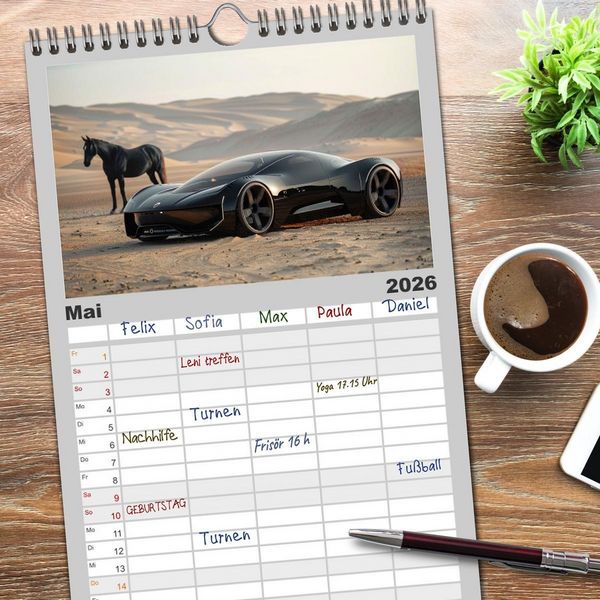 Produktbild: Familienplaner 2026 - Future Rides mit 5 Spalten (Wandkalender, 21 x 45 cm) CALVENDO