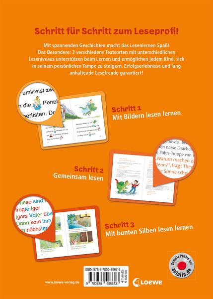 Produktbild: Lesenlernen in 3 Schritten - Die sch&ouml;nsten Drachengeschichten
