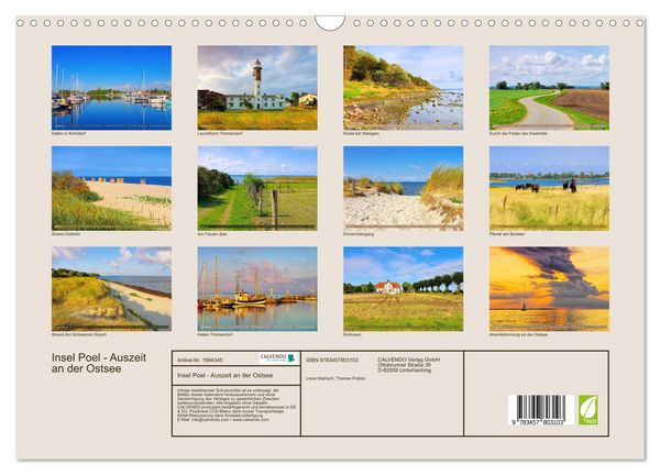 Produktbild: Insel Poel - Auszeit an der Ostsee (Wandkalender 2026 DIN A3 quer), CALVENDO Monatskalender