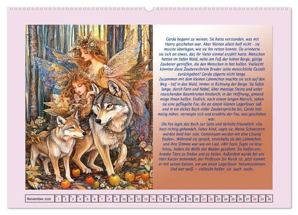 Produktbild: Die Jahreszeiten. Retrom&auml;rchen (hochwertiger Premium Wandkalender 2026 DIN A2 quer), Kunstdruck in Hochglanz