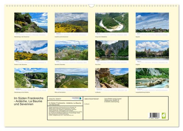 Produktbild: Im S&uuml;den Frankreichs - Ard&egrave;che, La Baume und Sevennen (Wandkalender 2026 DIN A2 quer), CALVENDO Monatskalender