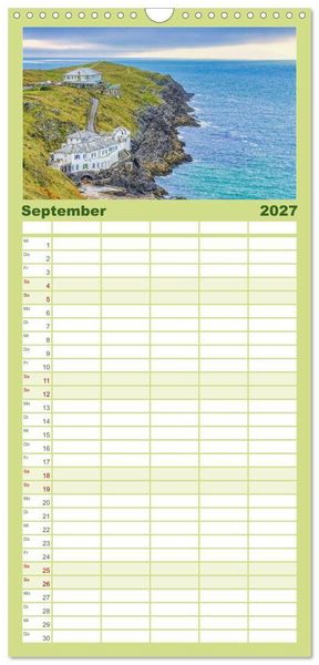Produktbild: Familienplaner 2027 - Cornwall - Malerische Landschaften mit grandiosen K&uuml;sten mit 5 Spalten (Wandkalender, 21 x 45 cm) CALVENDO