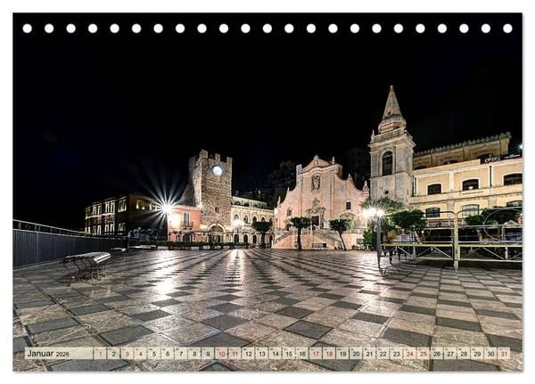 Produktbild: Taormina zur blauen Stunde (Tischkalender 2026 DIN A5 quer), CALVENDO Monatskalender
