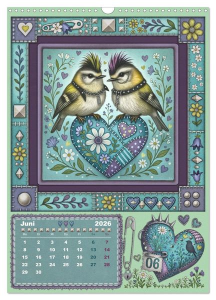 Produktbild: V&ouml;gel. Kleine Punks. Gro&szlig;es Herz. (Wandkalender 2026 DIN A3 hoch), CALVENDO Monatskalender