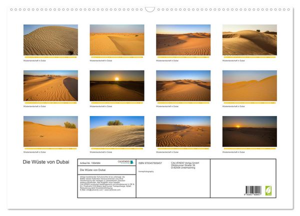 Produktbild: Die W&uuml;ste von Dubai (Wandkalender 2026 DIN A2 quer), CALVENDO Monatskalender