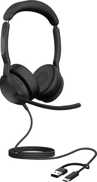 Jabra Evolve2 50 On Ear Headset kabelgebunden Stereo Schwarz Mikrofon-Rauschunterdrückung, Noise Cancelling Headset -