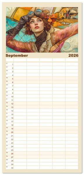 Produktbild: Familienplaner 2026 - Die Epoche Art Nouveau - Mit eleganter Mode mit 5 Spalten (Wandkalender, 21 x 45 cm) CALVENDO