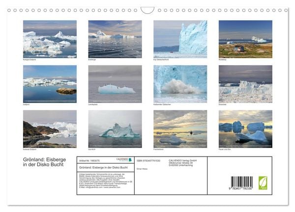 Produktbild: Gr&ouml;nland: Eisberge in der Disko Bucht (Wandkalender 2026 DIN A3 quer), CALVENDO Monatskalender