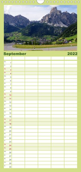 Produktbild: Familienplaner S&uuml;dtirol 2022 (Wandkalender 2022 , 21 cm x 45 cm, hoch)