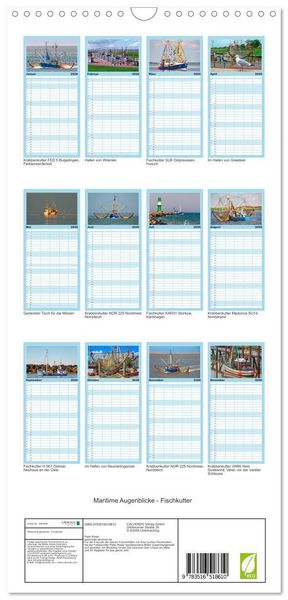 Produktbild: Familienplaner 2026 - Maritime Augenblicke - Fischkutter mit 5 Spalten (Wandkalender, 21 x 45 cm) CALVENDO