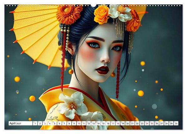 Produktbild: Dunkle Eleganz der Geishas (hochwertiger Premium Wandkalender 2027 DIN A2 quer), Kunstdruck in Hochglanz