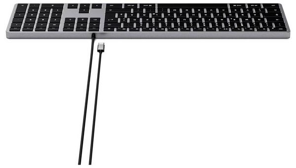 Produktbild: Satechi Slim W3 Kabelgebunden Tastatur Deutsch, QWERTZ Anthrazit Multimediatasten, mit numerischer Tastatur, Beleuchtet