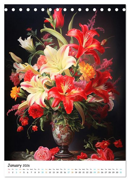 Produktbild: Blossoms & Vases (Desk Calendar 2026 DIN A5 portrait), CALVENDO 12 Month DeskCalendar