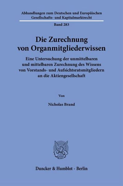 Produktbild: Die Zurechnung von Organmitgliederwissen