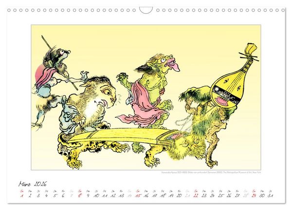 Produktbild: Kawanabe Kyosai - Einhundert D&auml;monen Kunstkalender (Wandkalender 2026 DIN A3 quer), CALVENDO Monatskalender