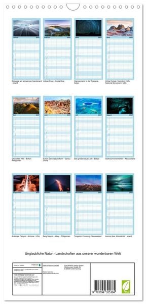 Produktbild: Familienplaner 2027 - Unglaubliche Natur - Landschaften aus unserer wunderbaren Welt mit 5 Spalten (Wandkalender, 21 x 45 cm) CALVENDO