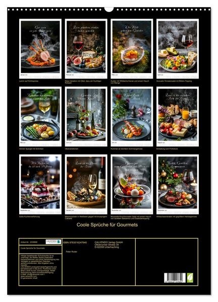 Produktbild: Coole Spr&uuml;che f&uuml;r Gourmets (Wandkalender 2026 DIN A2 hoch), CALVENDO Monatskalender