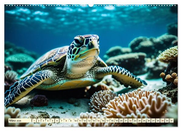 Produktbild: Farbenfrohes Leben im Korallenriff (hochwertiger Premium Wandkalender 2026 DIN A2 quer), Kunstdruck in Hochglanz