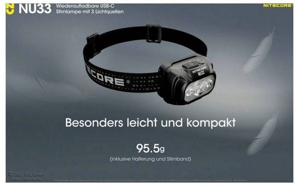 Produktbild: NiteCore NU33 LED Stirnlampe akkubetrieben 200lm 147h NC-NU33