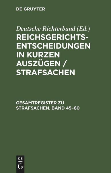 Produktbild: Gesamtregister zu Strafsachen, Band 45-60