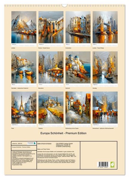 Produktbild: Europa Sch&ouml;nheit - Premium Edition (Wandkalender 2027 DIN A2 hoch), CALVENDO Monatskalender