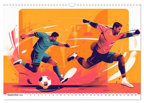 Produktbild: Magie des Fussballs - Illustrierte Emotionen auf dem Rasen (Wandkalender 2026 DIN A3 quer), CALVENDO Monatskalender