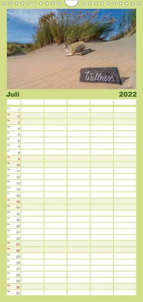 Produktbild: Urlaub f&uuml;r die Sinne - Familienplaner hoch (Wandkalender 2022 , 21 cm x 45 cm, hoch)