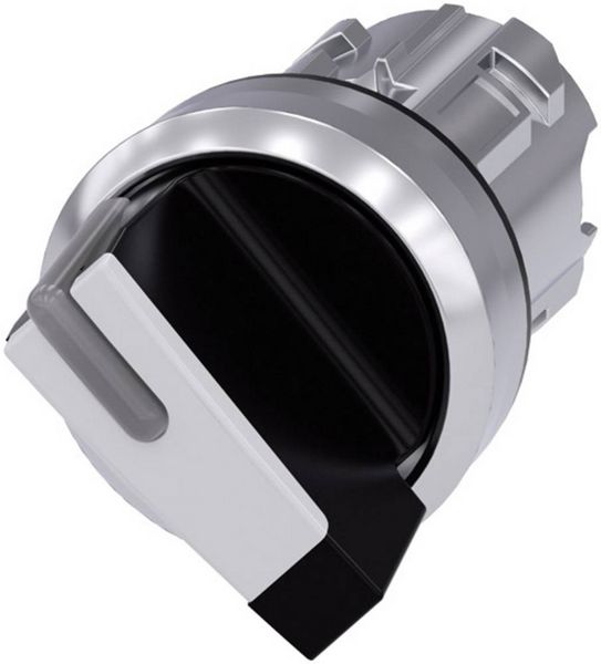 Produktbild: Siemens 3SU10522BF600AA0 3SU1052-2BF60-0AA0 Knebelschalter Frontring Metall, Hochglanz Schwarz, Wei&szlig; 1 x 90 &deg; 1 St.