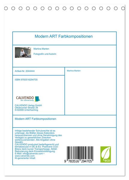 Produktbild: Modern ART Farbkompositionen (Tischkalender 2026 DIN A5 hoch), CALVENDO Monatskalender