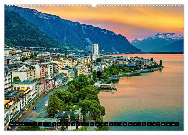 Produktbild: Montreux - ein Juwel am Ufer des Genfersees (hochwertiger Premium Wandkalender 2026 DIN A2 quer), Kunstdruck in Hochglanz