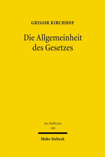 Produktbild: Die Allgemeinheit des Gesetzes