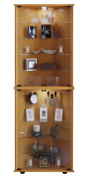 Produktbild: Holz Glas Eckvitrine Vitrine Sammelvitrine Jecka