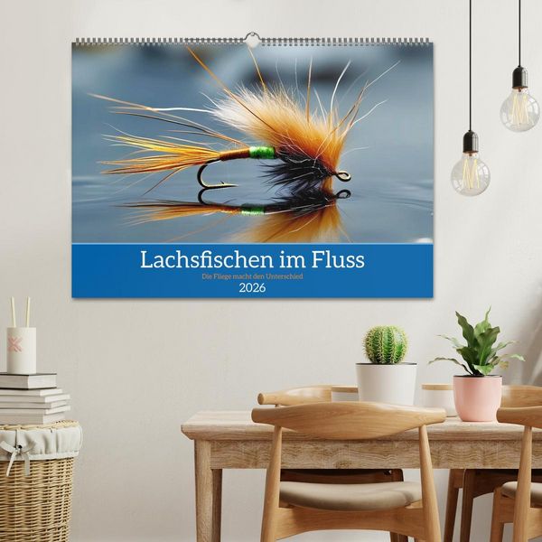 Produktbild: Lachsfischen im Fluss (Wandkalender 2026 DIN A2 quer), CALVENDO Monatskalender