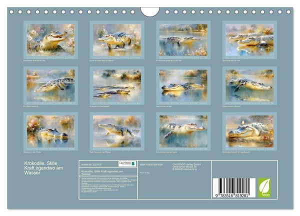 Produktbild: Krokodile. Stille Kraft irgendwo am Wasser (Wandkalender 2027 DIN A4 quer), CALVENDO Monatskalender