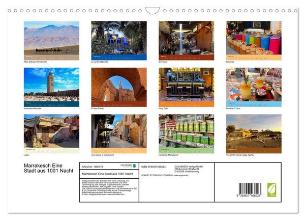 Produktbild: Marrakesch Eine Stadt aus 1001 Nacht (Wandkalender 2026 DIN A3 quer), CALVENDO Monatskalender