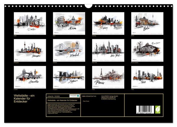 Produktbild: Weltst&auml;dte - ein Kalender f&uuml;r Entdecker (Wandkalender 2026 DIN A3 quer), CALVENDO Monatskalender