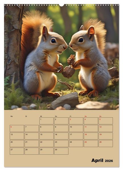 Produktbild: Tierkinder im Zauberwald (hochwertiger Premium Wandkalender 2026 DIN A2 hoch), Kunstdruck in Hochglanz