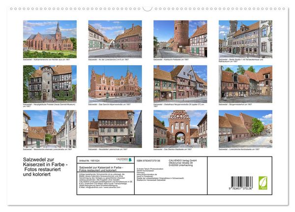 Produktbild: Salzwedel zur Kaiserzeit in Farbe - Fotos restauriert und koloriert (hochwertiger Premium Wandkalender 2026 DIN A2 quer), Kunstdruck in Hochglanz