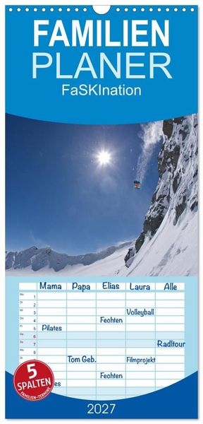 Produktbild: Familienplaner 2027 - Faskination mit 5 Spalten (Wandkalender, 21 x 45 cm) CALVENDO