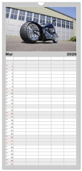 Produktbild: Familienplaner 2026 - Exklusive Best of Fat Ass Custombike Edition, feinste Harleys mit fettem Hintern mit 5 Spalten (Wandkalender, 21 x 45 cm) CALVENDO