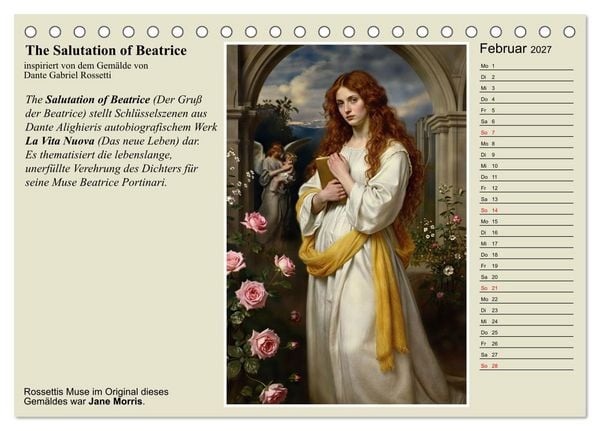 Produktbild: Rossettis Musen, neue Bilder zu symbolistischen Traumwelten (Tischkalender 2027 DIN A5 quer), CALVENDO Monatskalender