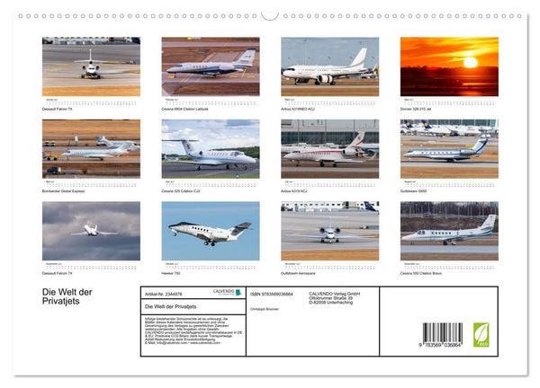 Produktbild: Die Welt der Privatjets (hochwertiger Premium Wandkalender 2027 DIN A2 quer), Kunstdruck in Hochglanz