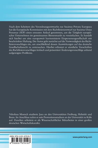 Produktbild: Die Societas Unius Personae (SUP)
